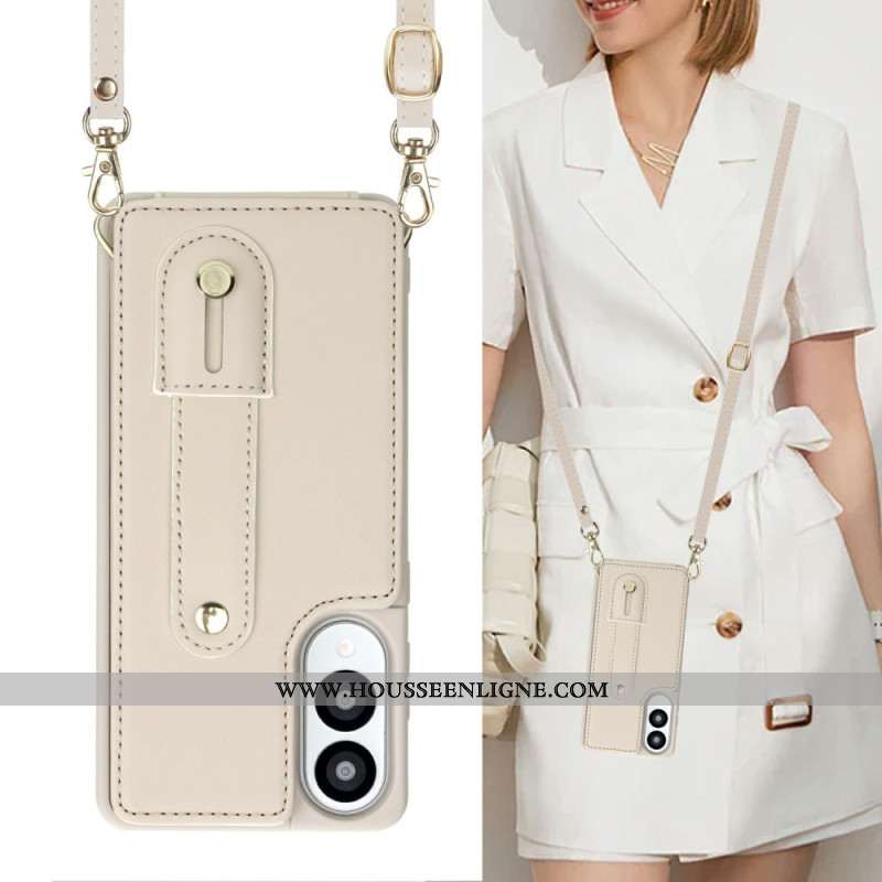 Coque Samsung Galaxy S25 Edge Porte-Cartes avec Sangle et bandoulière