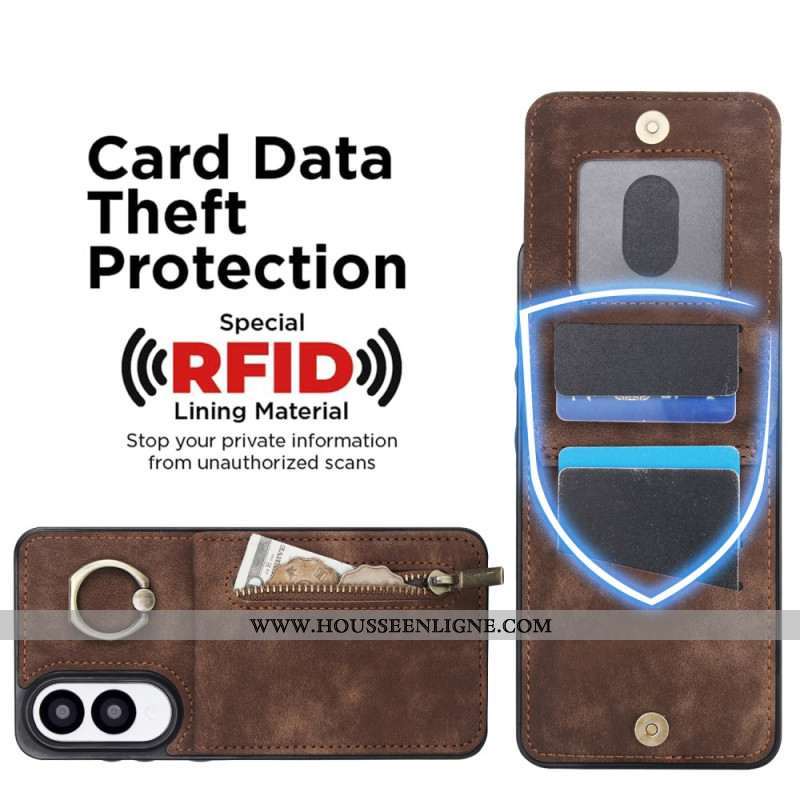 Coque Samsung Galaxy S25 Edge Portefeuille Zippé et Technologie RFID