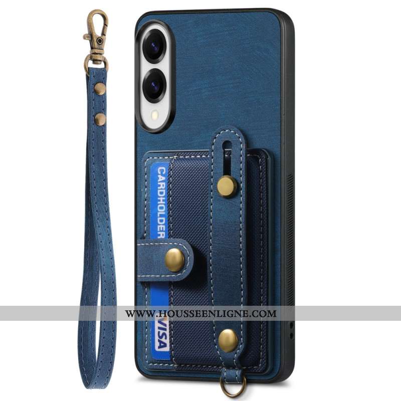 Coque Samsung Galaxy S25 Edge Rétro Porte-Cartes et Dragonne