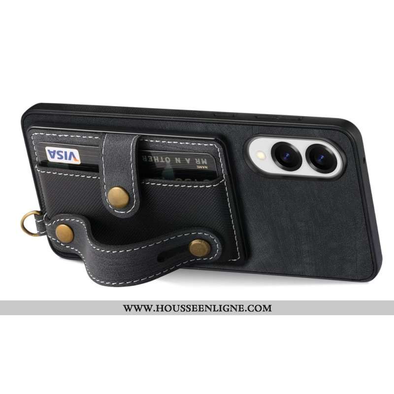 Coque Samsung Galaxy S25 Edge Rétro Porte-Cartes et Dragonne