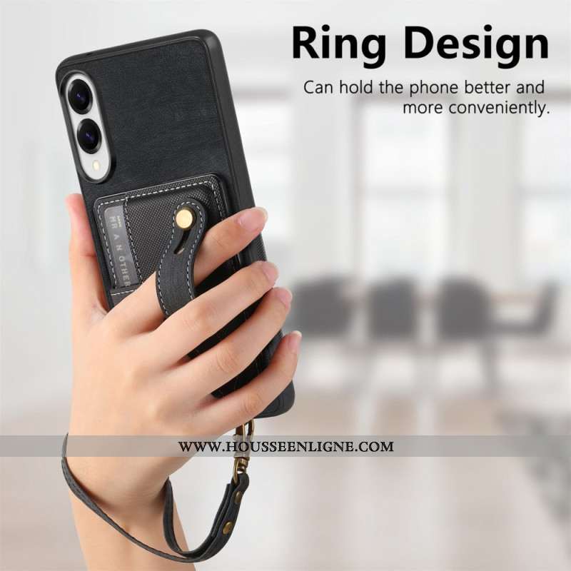 Coque Samsung Galaxy S25 Edge Rétro Porte-Cartes et Dragonne