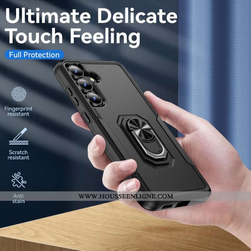 Coque Samsung Galaxy S25 FE Anneau-Support Effet Métal