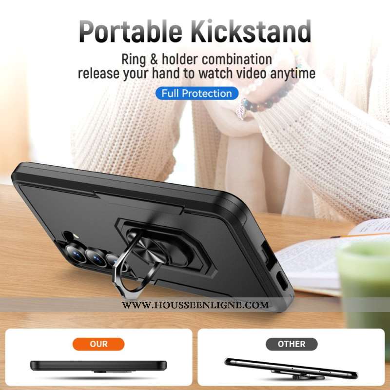 Coque Samsung Galaxy S25 FE Anneau-Support Effet Métal