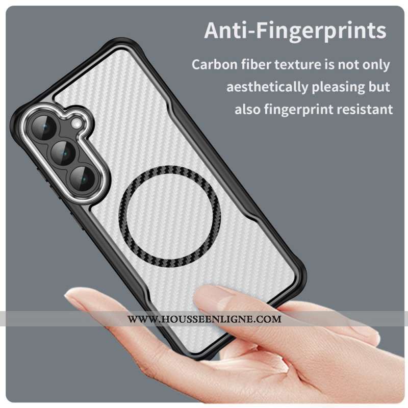 Coque Samsung Galaxy S25 FE Compatible MagSafe Texture Fibre Carbone