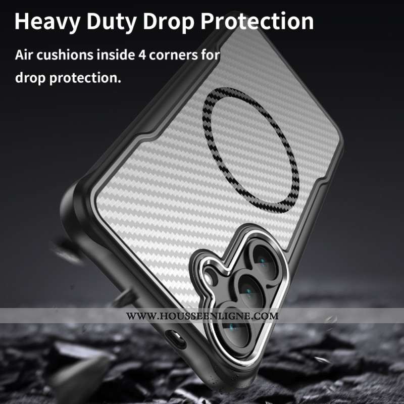 Coque Samsung Galaxy S25 FE Compatible MagSafe Texture Fibre Carbone