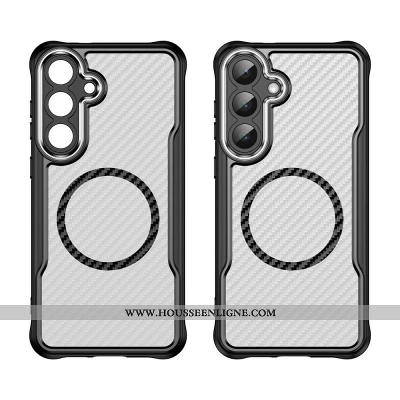 Coque Samsung Galaxy S25 FE Compatible MagSafe Texture Fibre Carbone