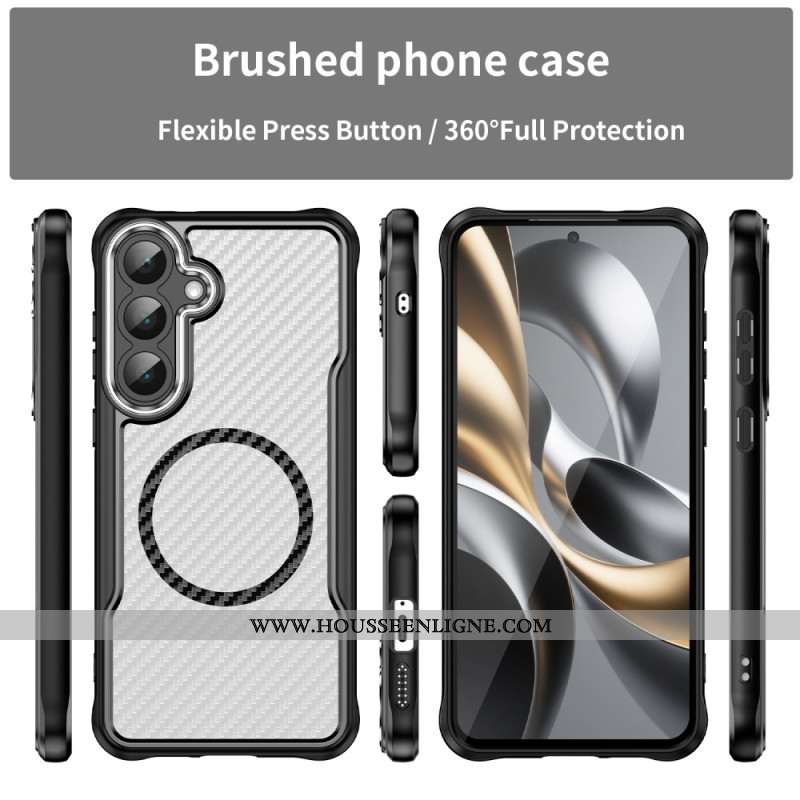 Coque Samsung Galaxy S25 FE Compatible MagSafe Texture Fibre Carbone