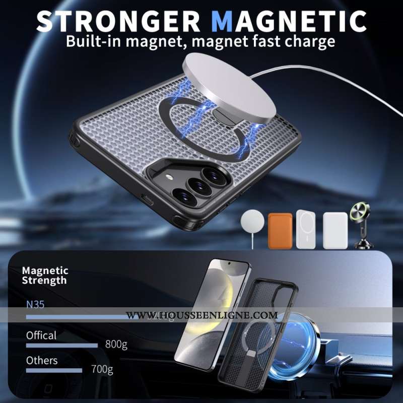 Coque Samsung Galaxy S25 FE MagSafe avec support Design Texturé