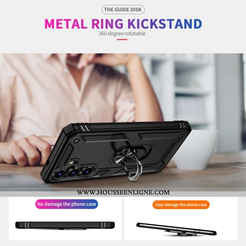 Coque Samsung Galaxy S25 FE Robuste avec Anneau-Support Rotatif à