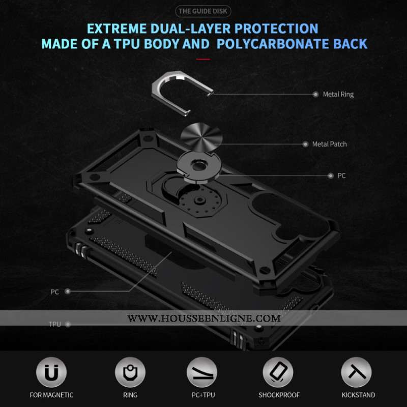 Coque Samsung Galaxy S25 FE Robuste avec Anneau-Support Rotatif à