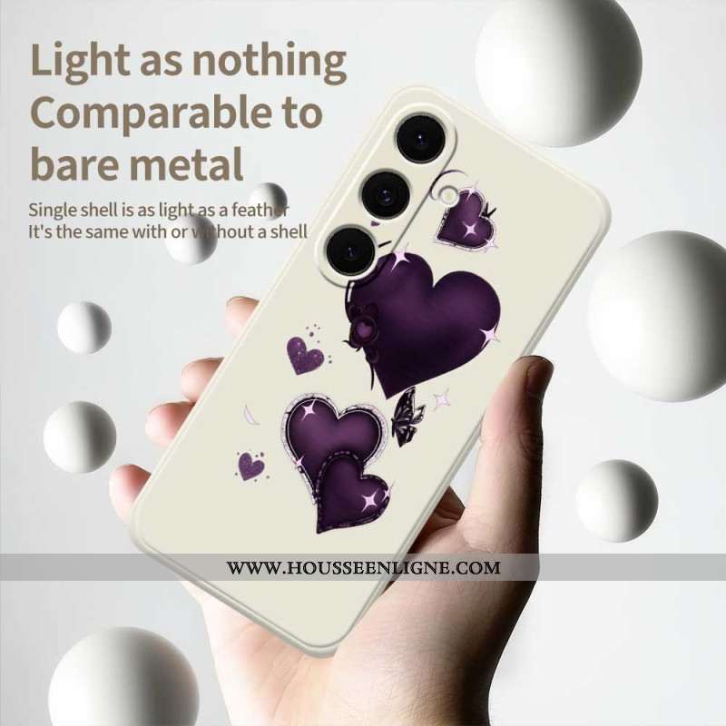 Coque Samsung Galaxy S25 FE. Silicone Coeur Violet