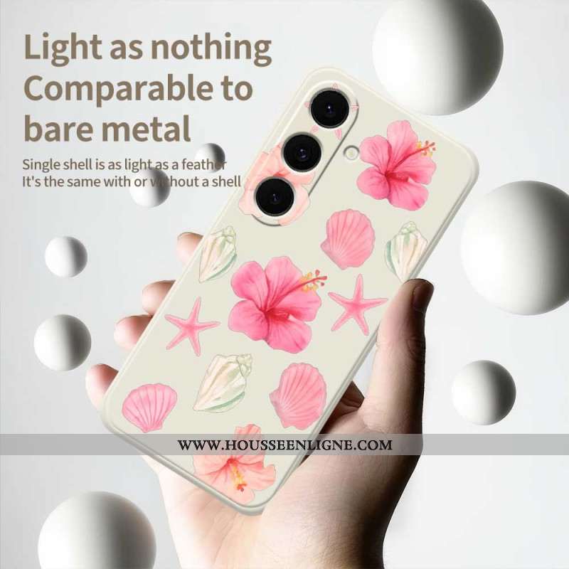 Coque Samsung Galaxy S25 FE Silicone Fleurs et Coquillages