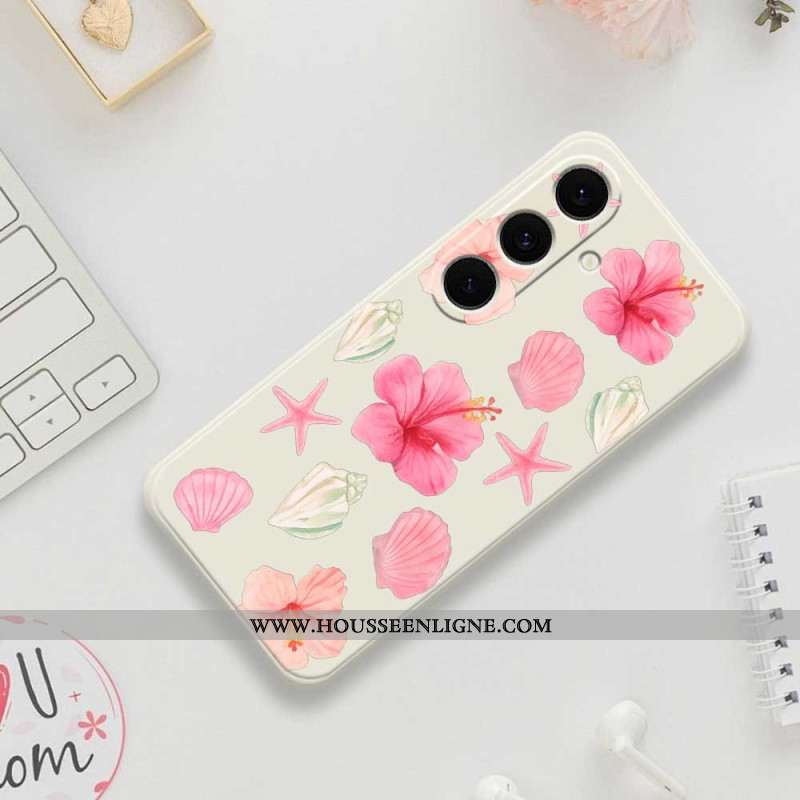 Coque Samsung Galaxy S25 FE Silicone Fleurs et Coquillages