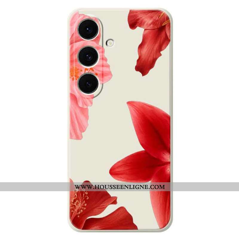 Coque Samsung Galaxy S25 FE Silicone Florale Rouge