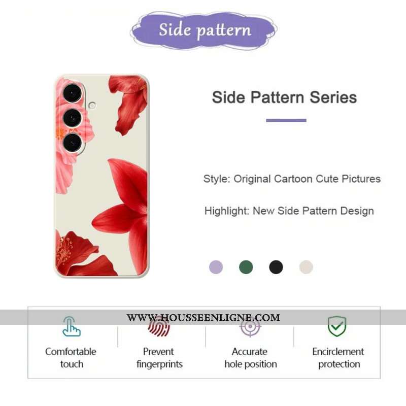 Coque Samsung Galaxy S25 FE Silicone Florale Rouge