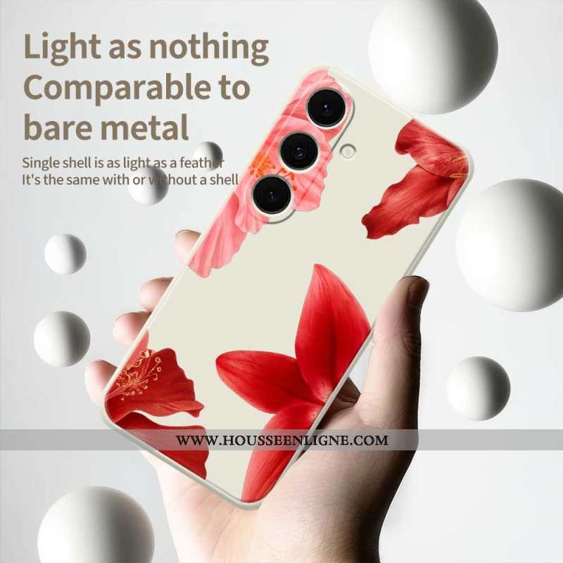 Coque Samsung Galaxy S25 FE Silicone Florale Rouge