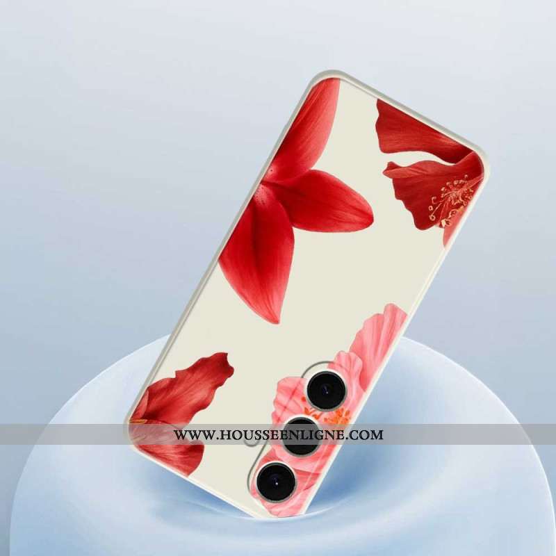 Coque Samsung Galaxy S25 FE Silicone Florale Rouge