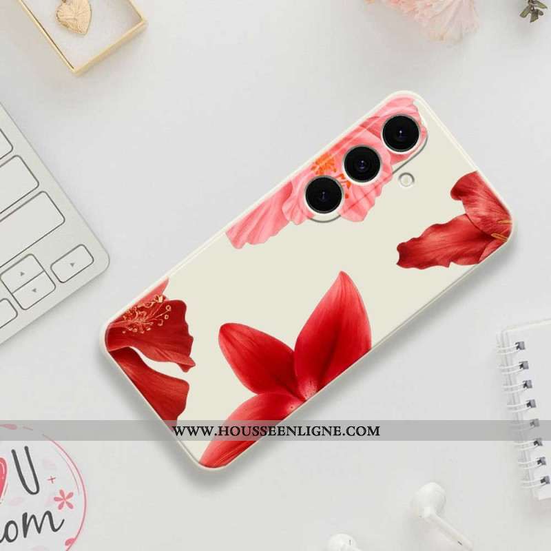 Coque Samsung Galaxy S25 FE Silicone Florale Rouge