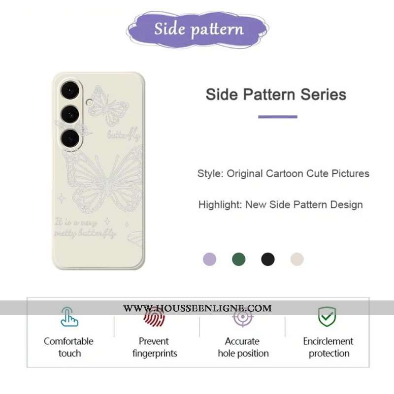 Coque Samsung Galaxy S25 FE Silicone Papillon Blanc