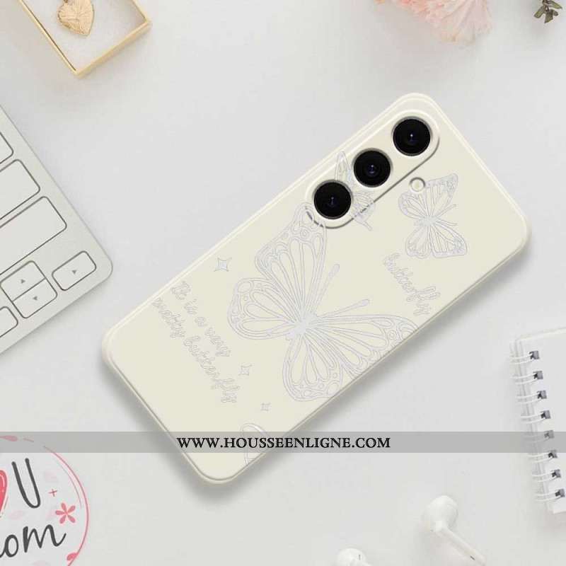 Coque Samsung Galaxy S25 FE Silicone Papillon Blanc