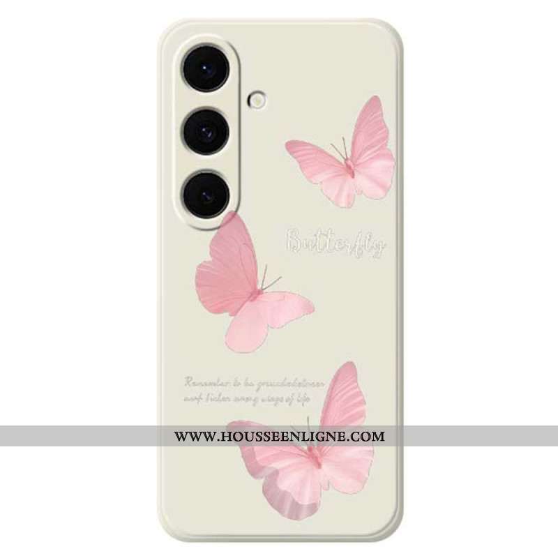 Coque Samsung Galaxy S25 FE Silicone Papillons Roses