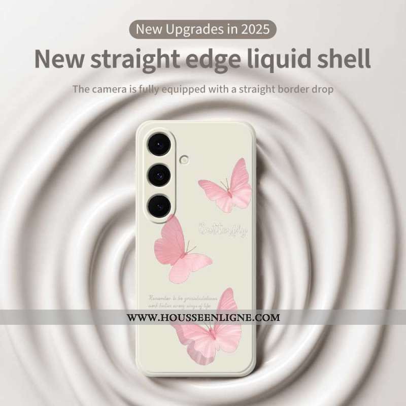 Coque Samsung Galaxy S25 FE Silicone Papillons Roses