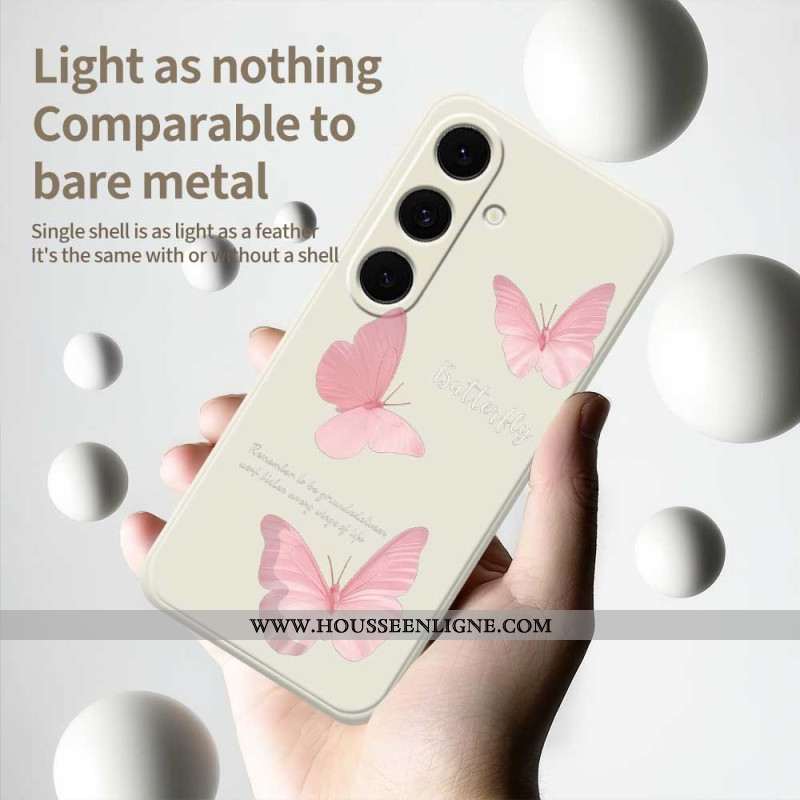 Coque Samsung Galaxy S25 FE Silicone Papillons Roses