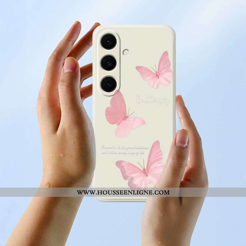 Coque Samsung Galaxy S25 FE Silicone Papillons Roses