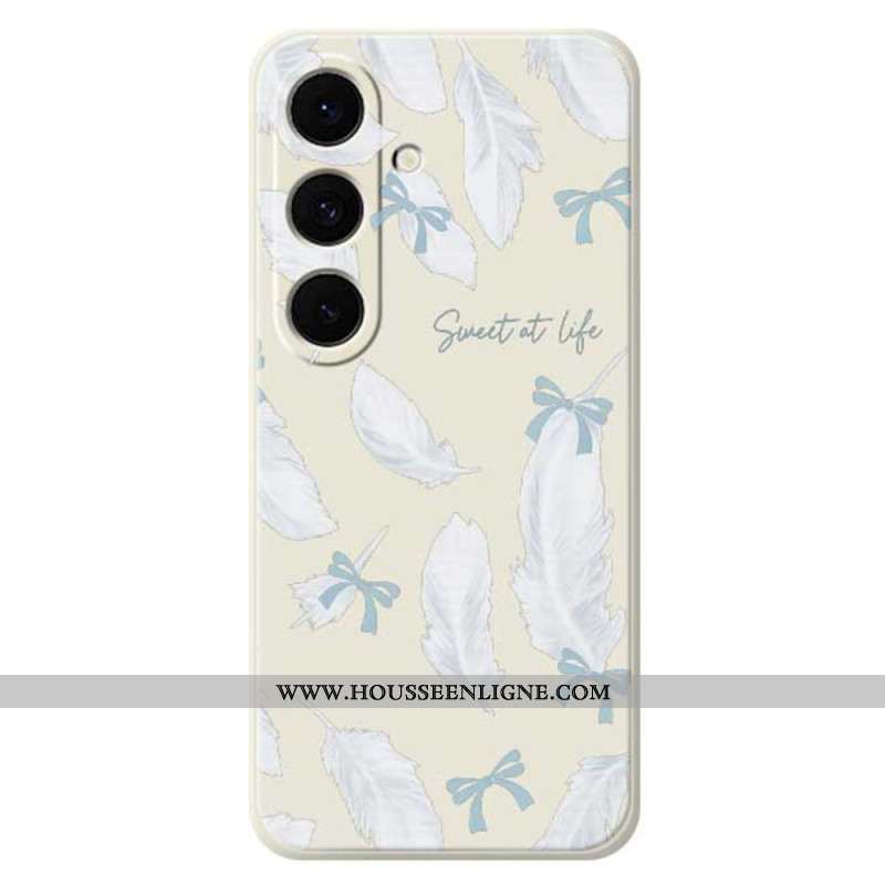 Coque Samsung Galaxy S25 FE Silicone Plumes Blanches