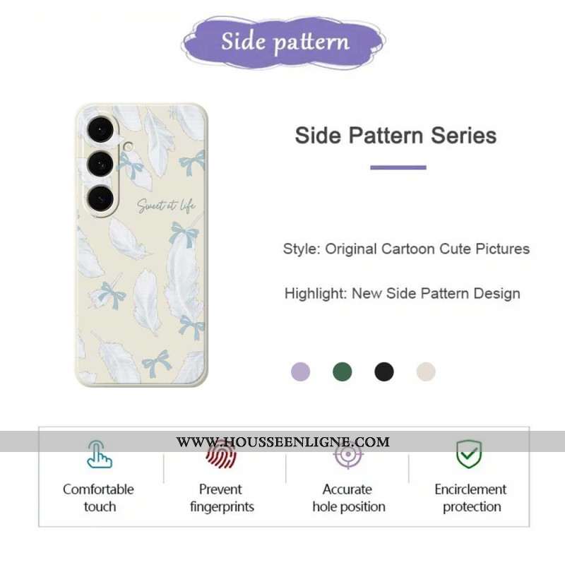 Coque Samsung Galaxy S25 FE Silicone Plumes Blanches