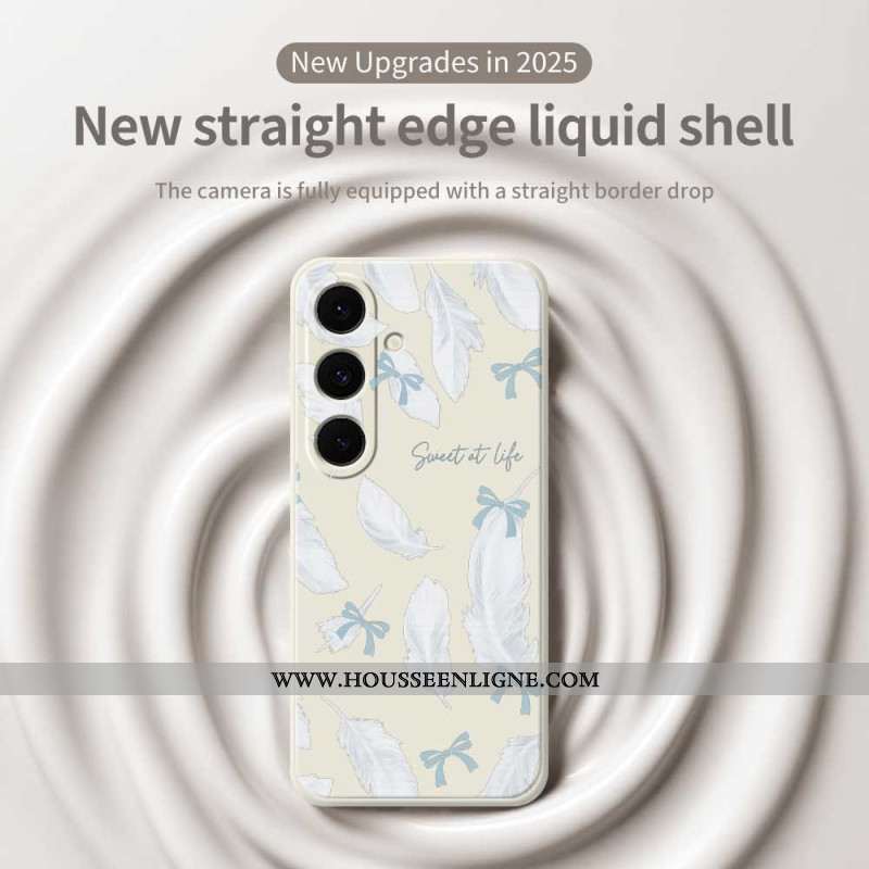 Coque Samsung Galaxy S25 FE Silicone Plumes Blanches
