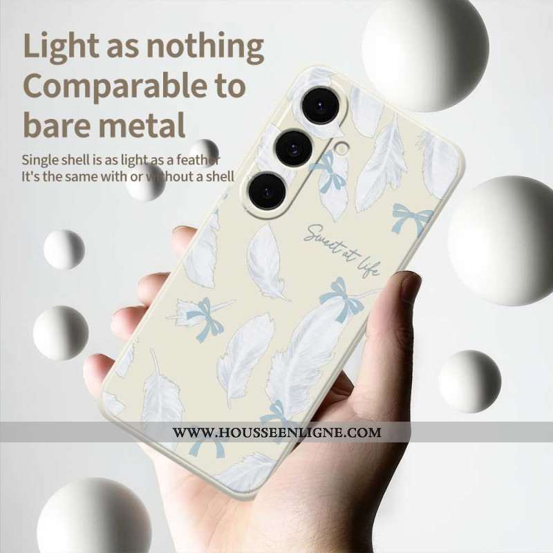 Coque Samsung Galaxy S25 FE Silicone Plumes Blanches