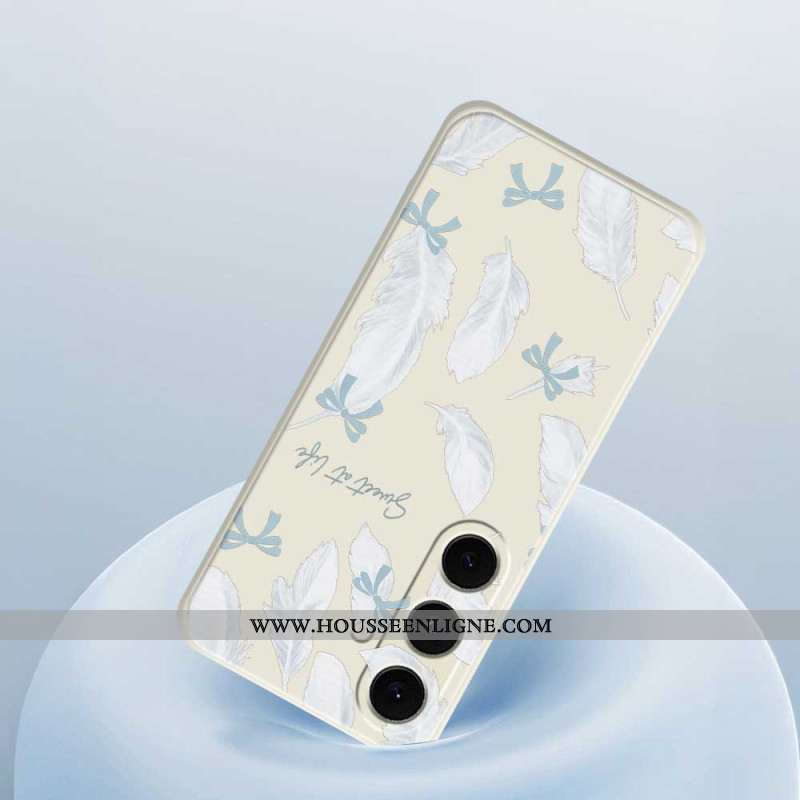 Coque Samsung Galaxy S25 FE Silicone Plumes Blanches