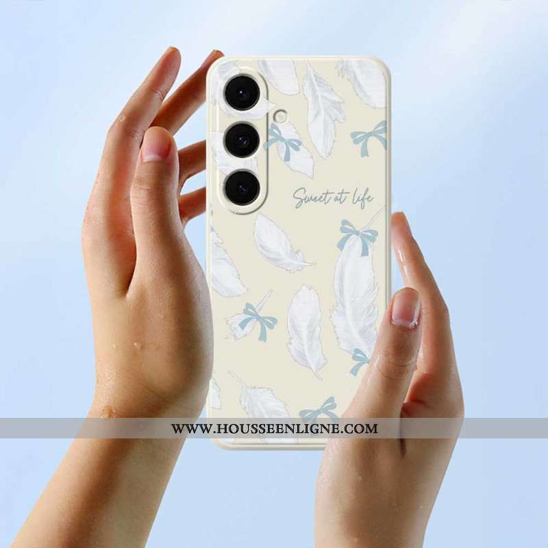 Coque Samsung Galaxy S25 FE Silicone Plumes Blanches