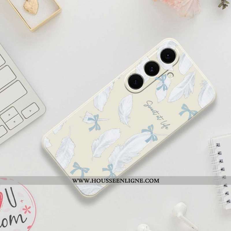 Coque Samsung Galaxy S25 FE Silicone Plumes Blanches