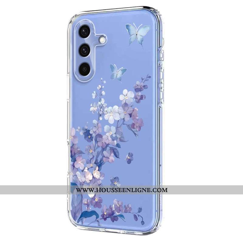Coque Samsung Galaxy S25 FE Transparente Fleurettes et Papillons