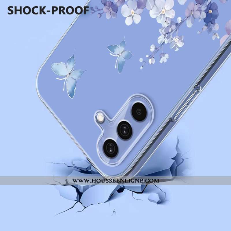 Coque Samsung Galaxy S25 FE Transparente Fleurettes et Papillons