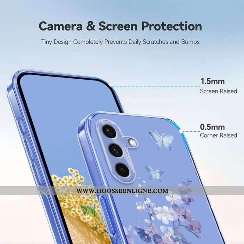 Coque Samsung Galaxy S25 FE Transparente Fleurettes et Papillons