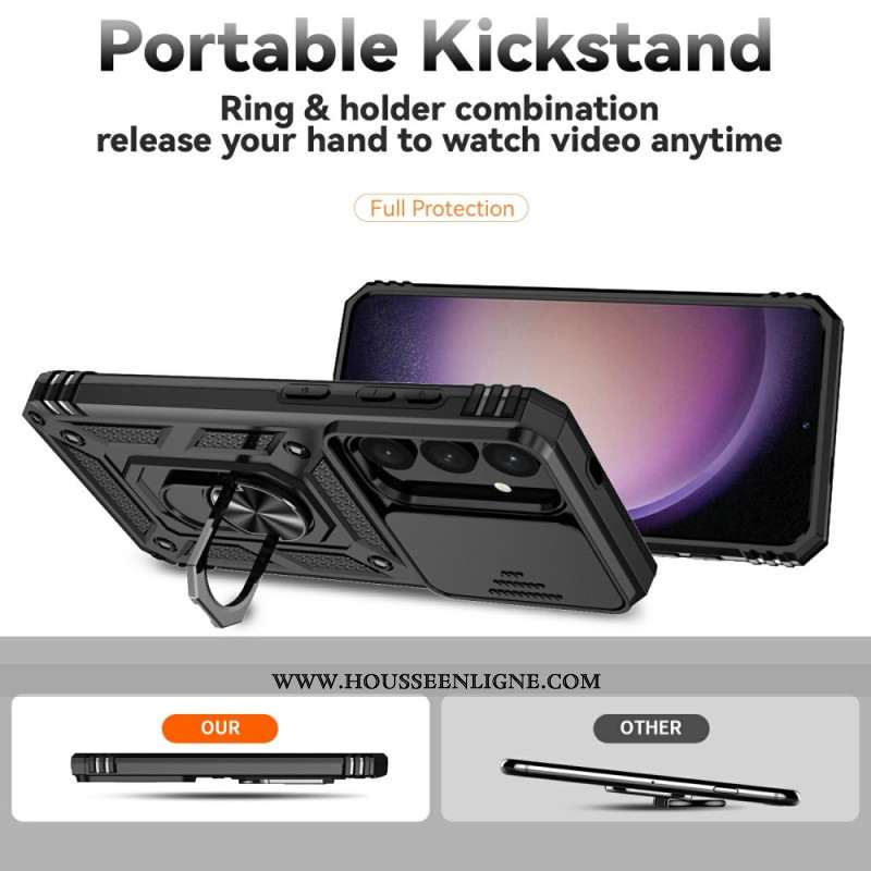 Coque Samsung Galaxy S25 Plus 5G Classique Anneau-Support et Protecteur Objectif