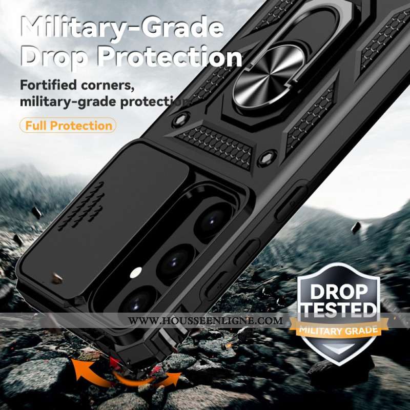 Coque Samsung Galaxy S25 Plus 5G Classique Anneau-Support et Protecteur Objectif