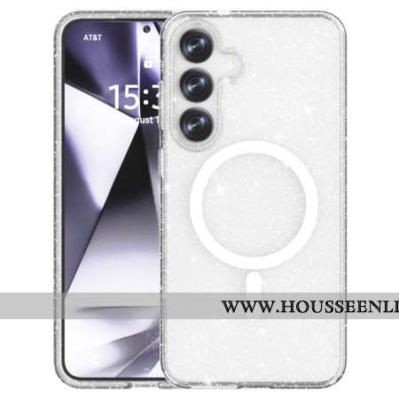 Coque Samsung Galaxy S25 Plus 5G Compatible MagSafe Dos Pailleté