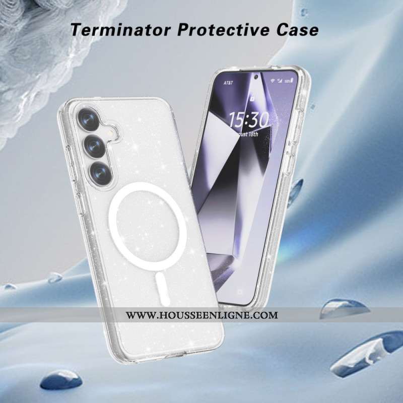 Coque Samsung Galaxy S25 Plus 5G Compatible MagSafe Dos Pailleté
