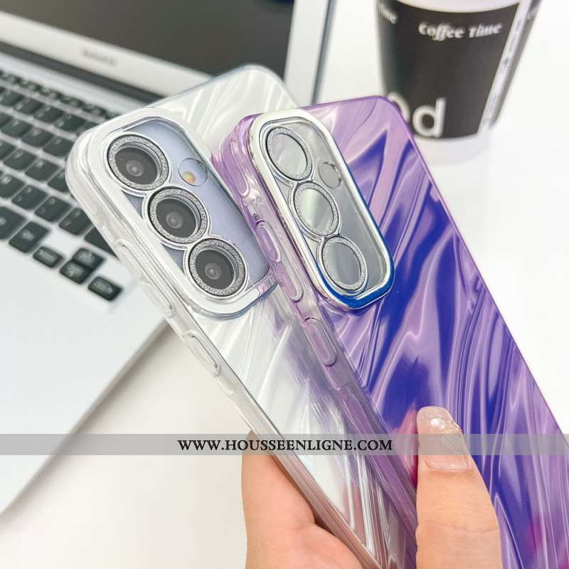 Coque Samsung Galaxy S25 Plus 5G Déclinaison Effet Métal avec Film Protecteur pour Objectif