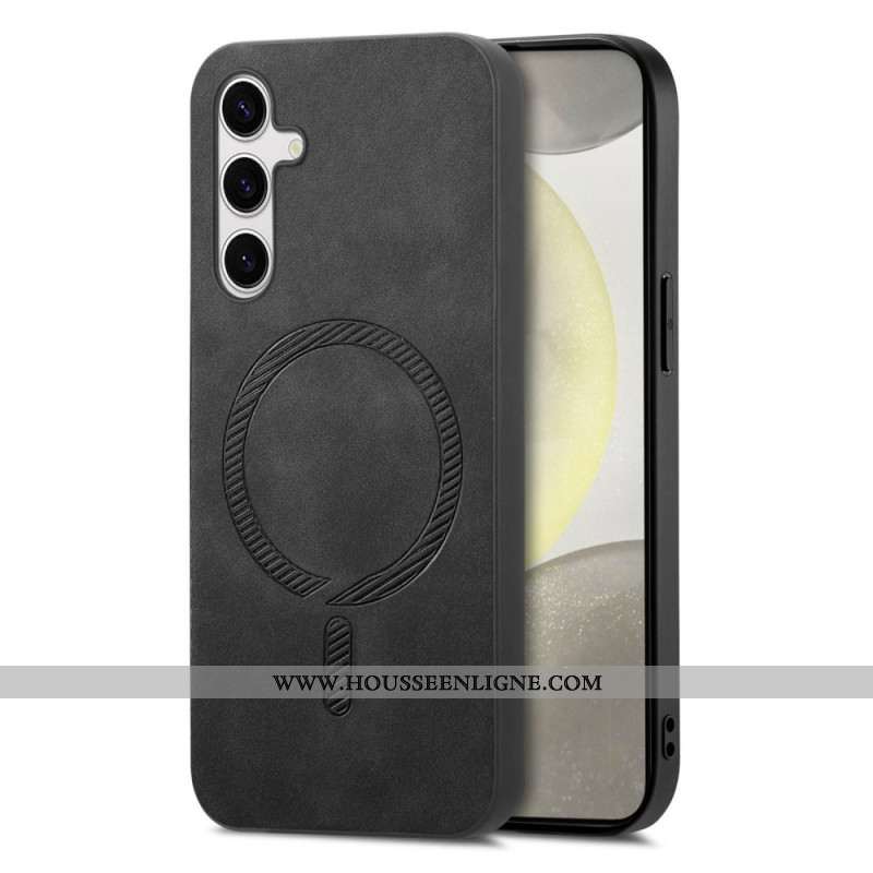 Coque Samsung Galaxy S25 Plus 5G Effet Cuir Compatible avec MagSafe