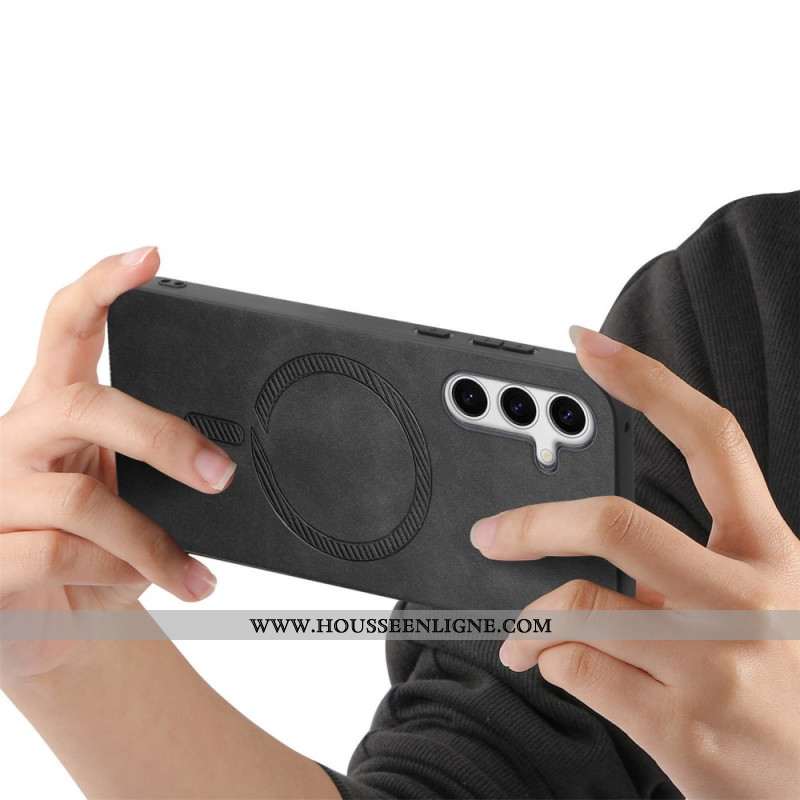 Coque Samsung Galaxy S25 Plus 5G Effet Cuir Compatible avec MagSafe