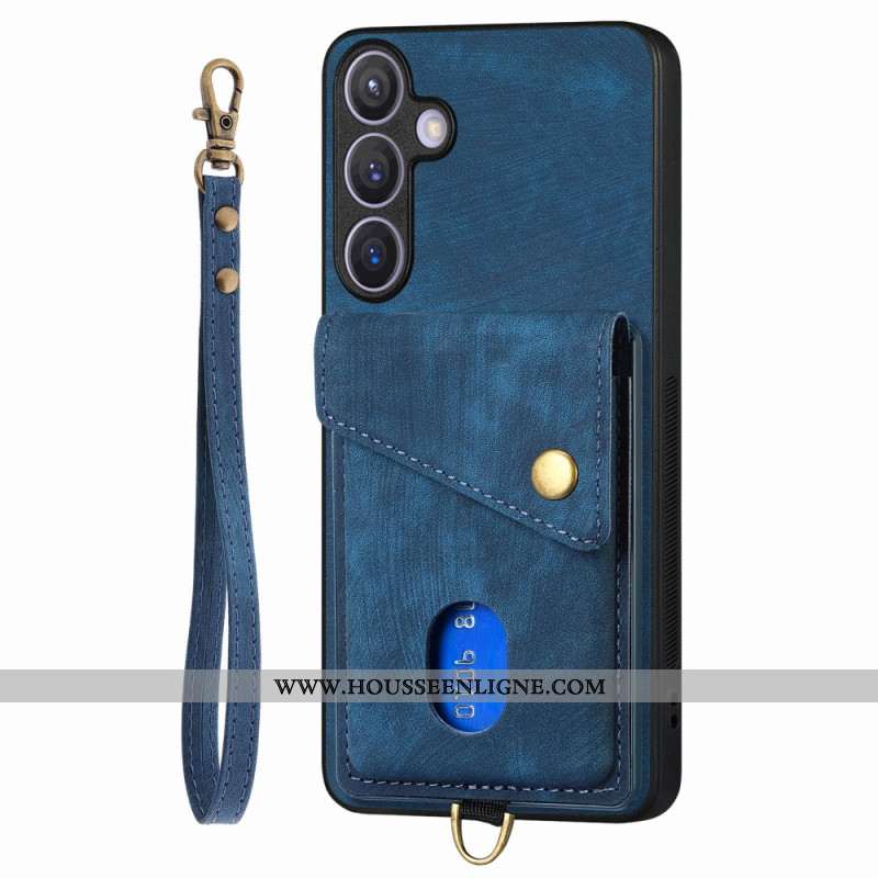 Coque Samsung Galaxy S25 Plus 5G Effet Daim Multifonctionnelle