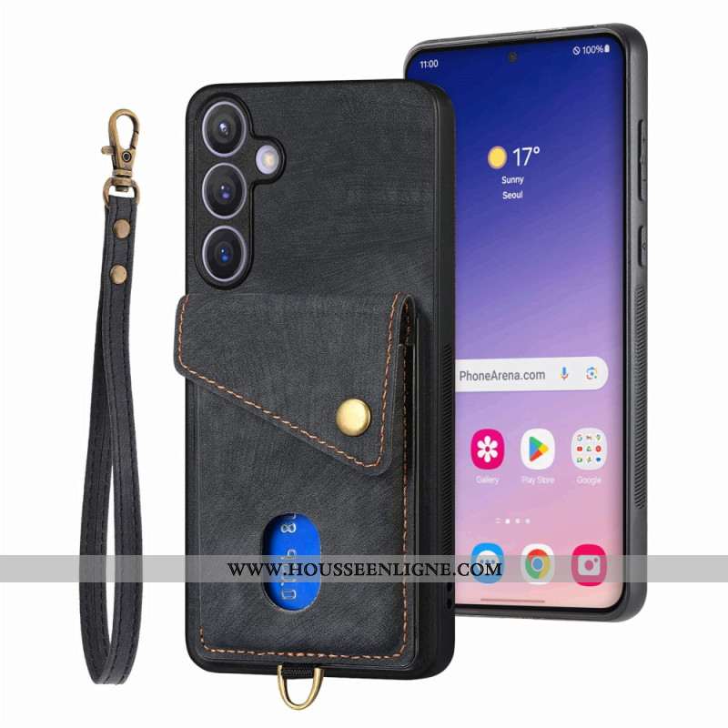 Coque Samsung Galaxy S25 Plus 5G Effet Daim Multifonctionnelle