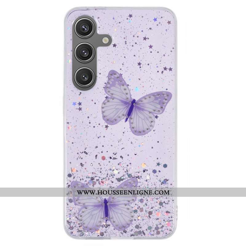 Coque Samsung Galaxy S25 Plus 5G Paillettes Papillons