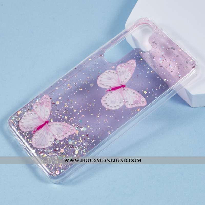 Coque Samsung Galaxy S25 Plus 5G Paillettes Papillons