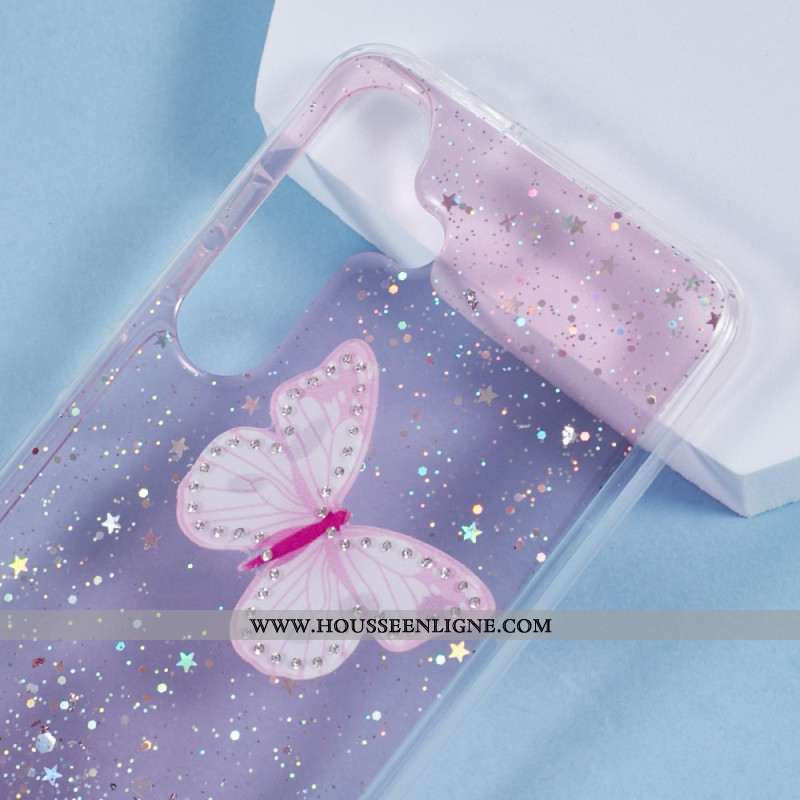 Coque Samsung Galaxy S25 Plus 5G Paillettes Papillons